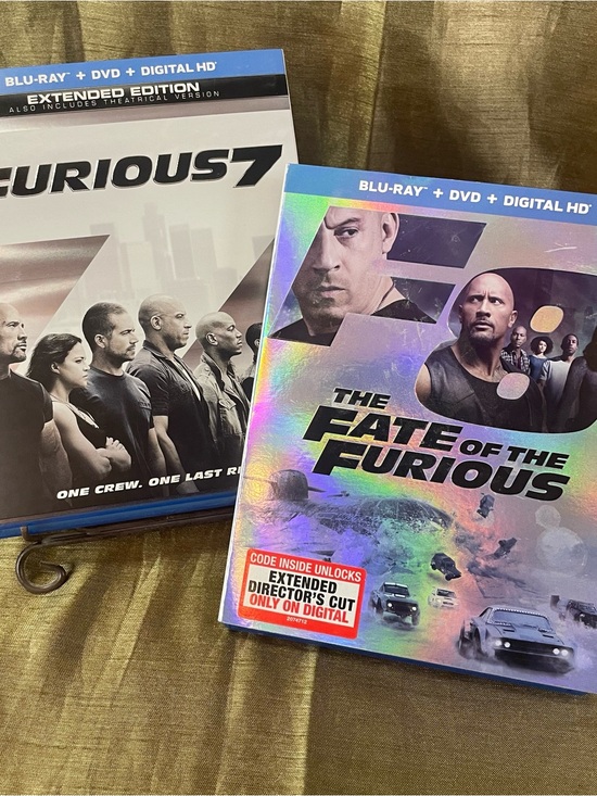 Fast and the Furious Other - Blu-Ray & DVD Lot of 2 Furious 7 and The Fate of the Furious w Slip Cover GUC